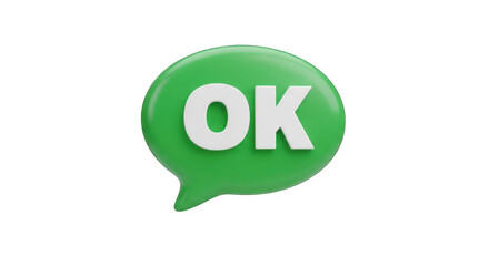 Green 3D OK Speech Bubble Icon.