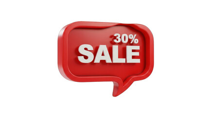 30 Off Sale Sign in Red Speech Bubble.