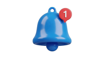 Blue Notification Bell with Red Number One.