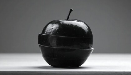 A black and white apple