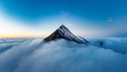 zenith minimal simple background a mountain peak emerging from the clouds captured in a stark minimal composition symbolizing the pinnacle of achievement