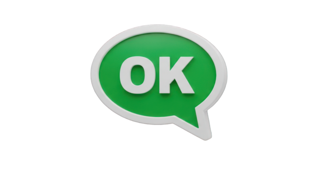 Green Speech Bubble with OK in White Letters.