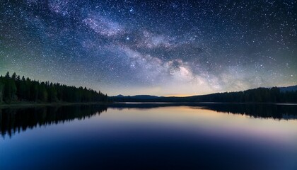 Fototapeta premium astrophotography captivating milky way over calm lake waters