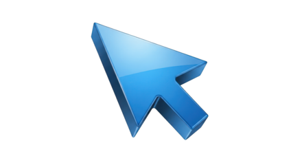 Glossy Blue Computer Cursor Arrow Pointing Upwards.