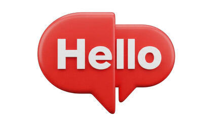 Red Speech Bubble with Hello Message.