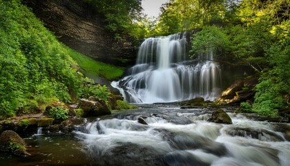 Fototapeta premium upper kellys falls in full flowing cascades