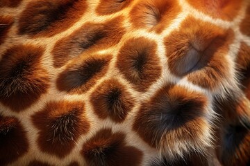 Close-Up of Giraffe Fur Pattern with Unique and Intricate Markings

