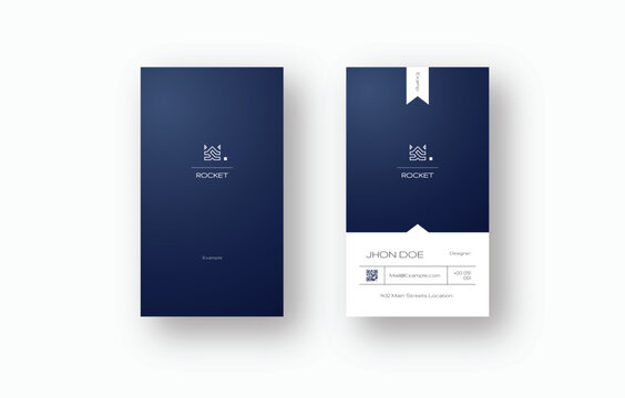 Professional Blue and White Business Card Design with Clean Style