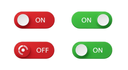 On and Off Toggle Switches in Red and Green.
