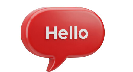 Red 3D Speech Bubble with Hello Text.