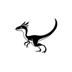 Fototapeta premium Velociraptor. Velociraptor simple black and white line art vector logo