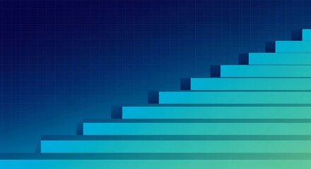 Fototapeta premium Abstract blue staircase with grid line background for business concept