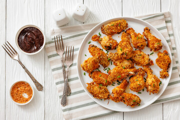 Panko breaded oven baked chicken wings on plate