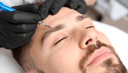 Man getting eyebrow microblading (1)