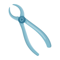 Dental extraction forceps with curved beak and blue handles, isolated on white. Ideal for oral surgery, tooth removal, and professional dental tool identification in medical-themed content