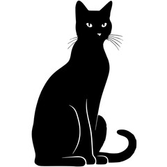 Black cat silhouette vector art illustration halloween pet animal feline