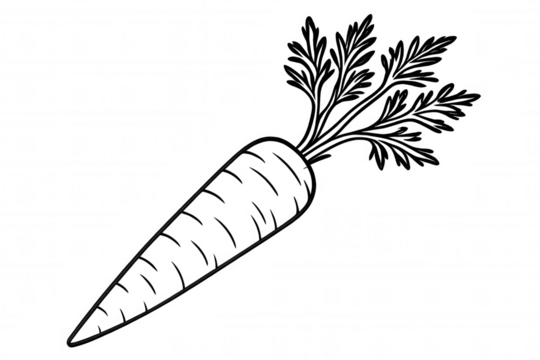 Simple, hand-drawn illustration of a carrot with leaves on a transparent background, ideal for healthy eating or vegetarian themes - Powered by Adobe