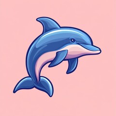 Fototapeta premium Colorful dolphin illustration with playful design on a soft pink background