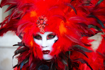 The glamour of the beautiful masks of the Venice Carnival in Italy