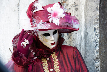 The glamour of the beautiful masks of the Venice Carnival in Italy
