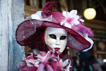 The glamour of the beautiful masks of the Venice Carnival in Italy