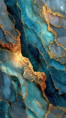 Intricate abstract design featuring rich blue tones and shimmering gold accents in a modern contemporary style