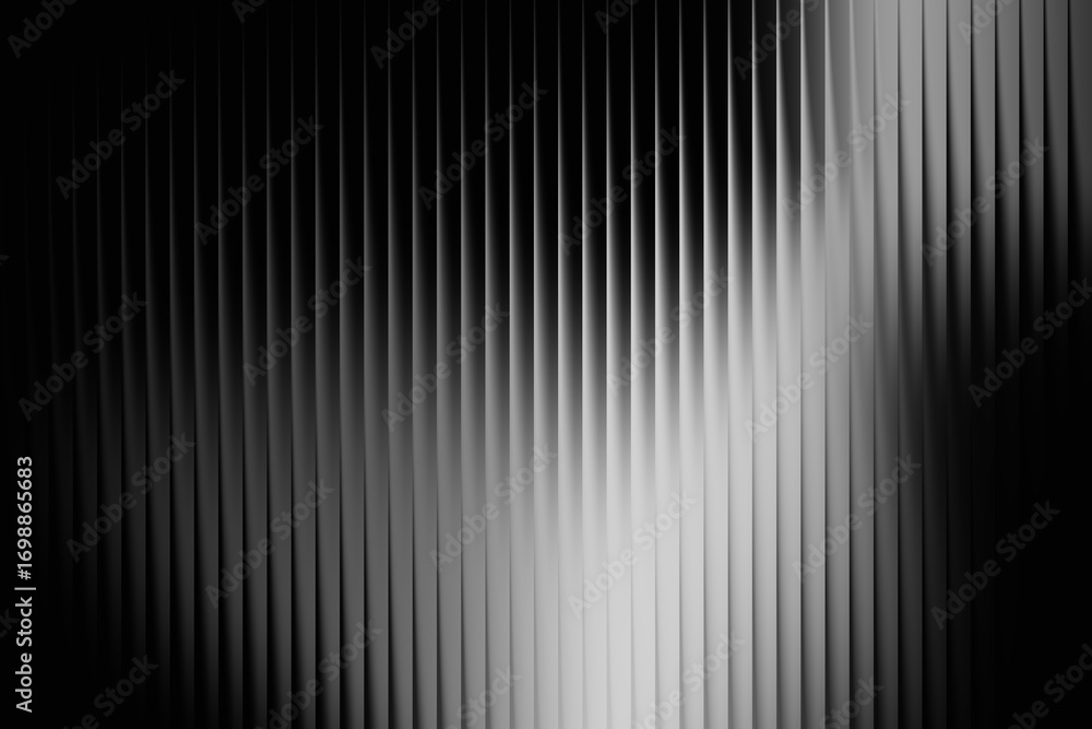 Poster monochromatic abstract background with vertical pleats and subtle silver light reflections
