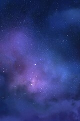 Obraz premium Cosmic nebula with a vibrant purple and blue glow, dotted with countless stars, creating a mystical and aweinspiring view of the universes deep space