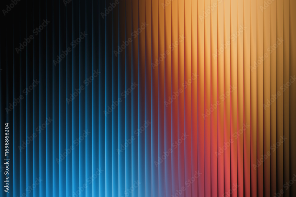 Poster abstract background with vertical ridges showcasing a dramatic color transition from deep blue to wa