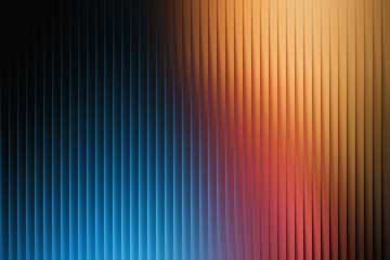 Abstract background with vertical ridges showcasing a dramatic color transition from deep blue to warm orange and red hues