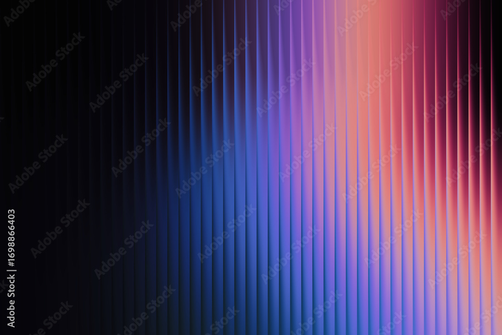 Poster abstract background with vertical metallic lines and a colorful gradient of purple, blue, and pink l