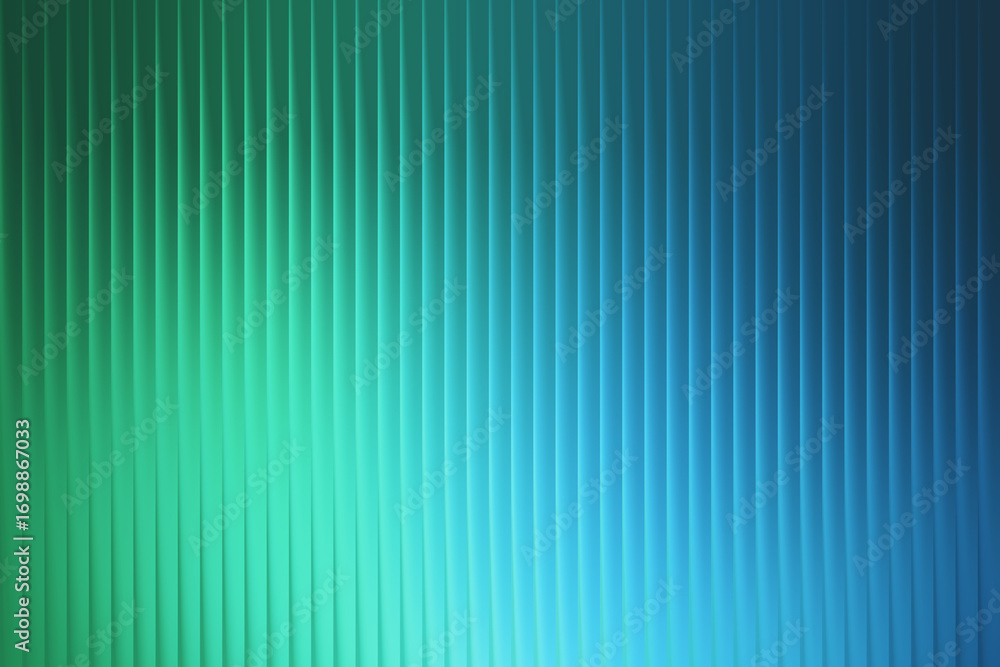 Poster abstract background with vertical ribbed texture in gradient shades of green and blue, creating a mo