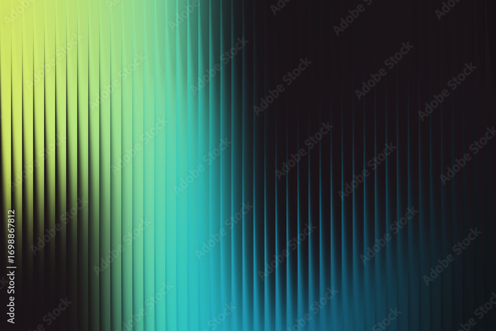 Poster vibrant abstract background with vertical ribbed lines transitioning from bright lime green to deep 