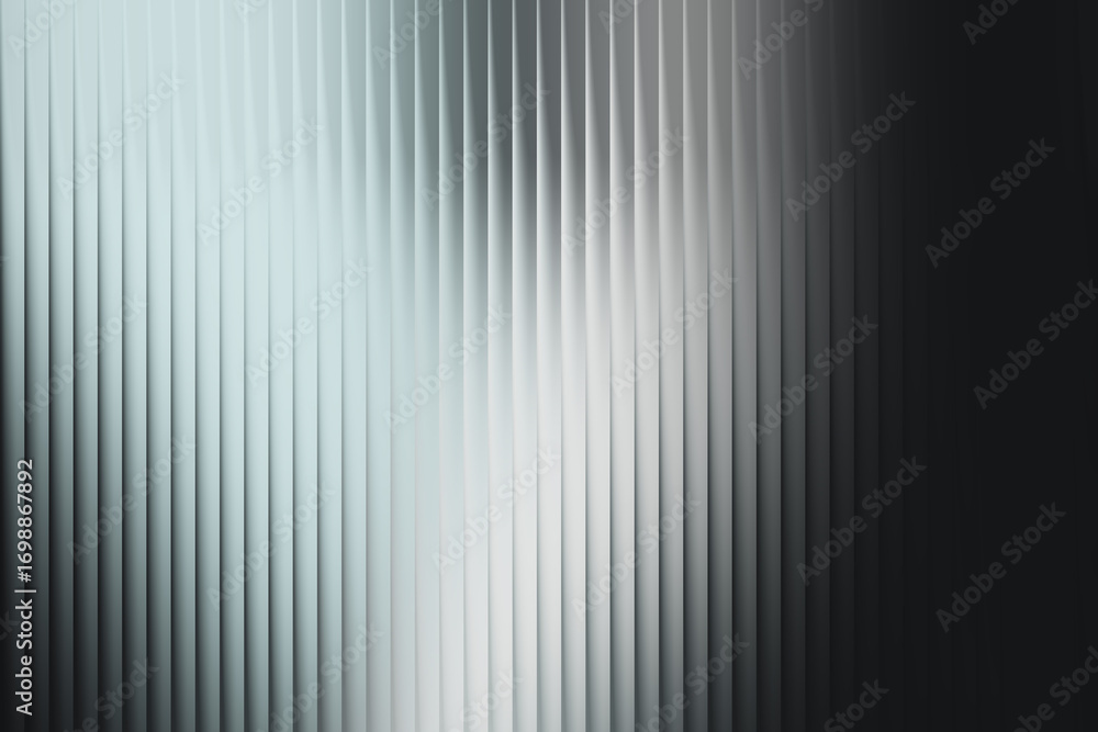 Poster dark abstract background with vertical ribbed metallic texture and subtle cool light reflections