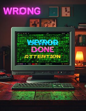 Retro computer screen displaying digital text