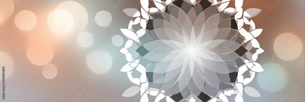 Poster abstract floral pattern design with soft bokeh background and neutral tones in a creative artistic c