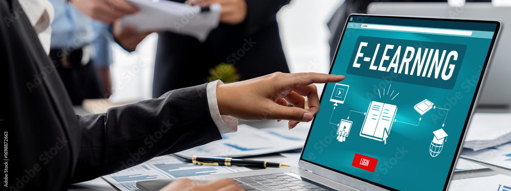 Poster business intelligence and data analysis concept. analyst team working on financial data analysis das