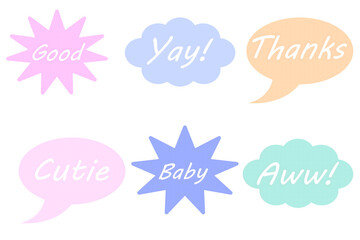 Colorful Cartoon Speech Bubbles with Positive Messages Illustration for Graphic Designs and Social Media Content Creation