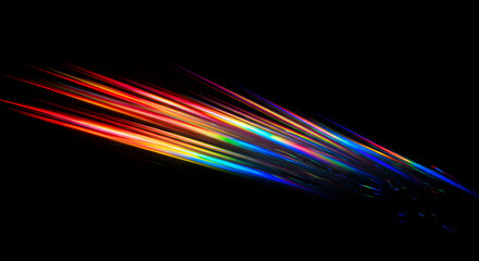 Colorful light streaks against a dark background creating a vibrant visual effect.