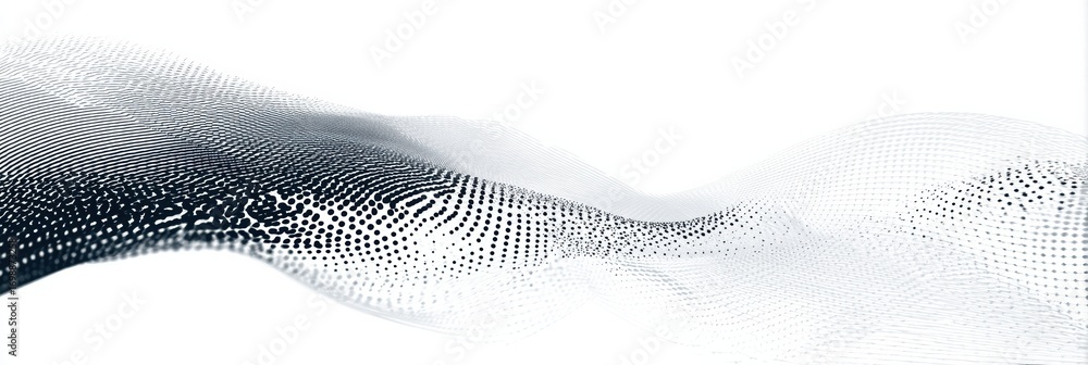 Poster Fluid Patterns Created by Black and White Dots Flowing in Smooth Wavy Lines During a Digital Art Display, Enhancing Modern Design Aesthetics
