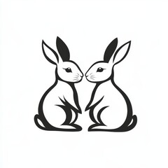 A contemporary depiction of a small adorable rabbit, isolated from its surroundings