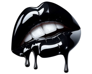 3d lady/woman's lips in black color