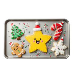 Joyful holiday cookies shaped like a star, gingerbread, tree, candy cane, and snowflake