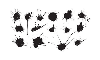 Vector Collection of Black Paint Blots and Splashes.