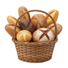 Bread basket displaying an assortment of fresh loaves and rolls