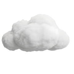 Fluffy white cloud isolated on transparent background, soft and dreamy
