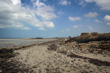 Al Jumail abandoned village view on the West coast of Qatar