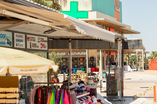 Street Shops with Merchandise and Building Facade