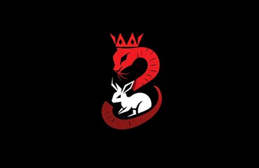 Modern flat design logo featuring a snake and a rabbit