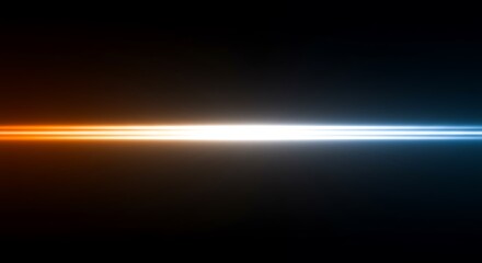 Horizontal glowing line of orange and blue light against a black background, symbolizing contrast and energy